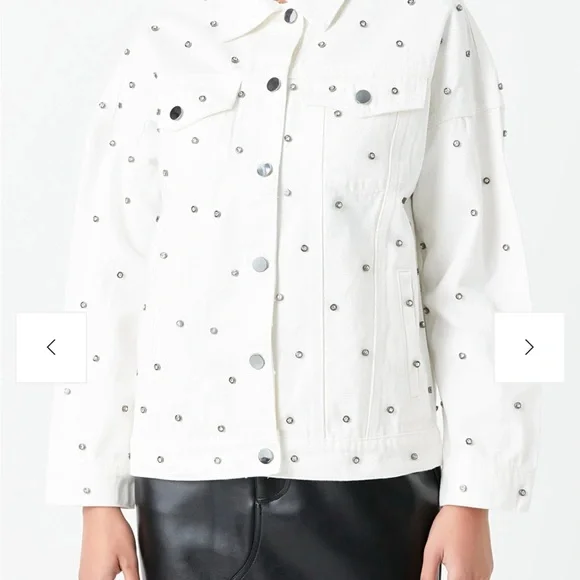 BNWT 🩷 Endless Rose White Polka Dot Jean Jacket - Picture 2 of 3